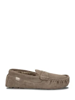 Totes Crème - Mocassin Isotoner en daim pour homme avec déperlant|Homme Chaussons