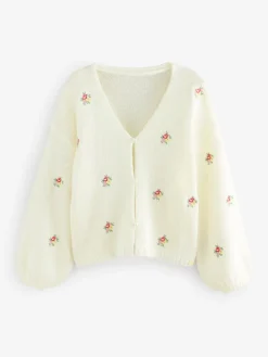 Best Laura Ashley écru - Cardigan Fleuri Brodé