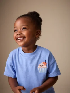 New Next Cupcake bleu - T-shirt brodé à manches courtes (3mois à7ans)