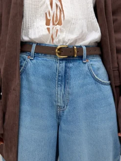 Best Next Daim marron chocolat - Ceinture mi-longue N. Premium Made In Italy