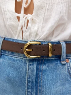 Best Next Daim marron chocolat - Ceinture mi-longue N. Premium Made In Italy