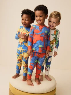 Best Next - Lot de 3 pyjamas Snuggle (9mois-10ans) Dinosaure multi-lumineux