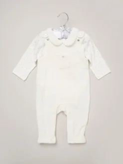 Best Rock-A-Bye Baby Boutique Ensemble salopette et body Baby Velour blanc
