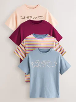 New Next Graphique de chien - T-shirt surdimensionné 4 Pack (3-16ans)