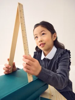 Next - Cardigan d'école à épaules volantées en coton riche (3-16ans)| Tricots