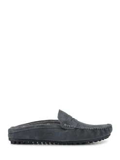 Jones Bootmaker Gris - Chaussons Zap en cuir style mule|Homme Chaussons