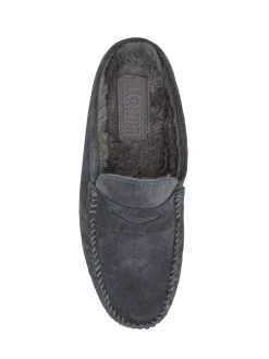 Jones Bootmaker Gris - Chaussons Zap en cuir style mule|Homme Chaussons
