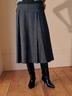 Best Next Gris - Jupe mi-longue plissée mouchetée
