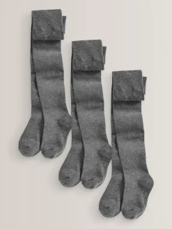 Hot Next - Lot de 3 de collants pour l'école en coton riche Gris