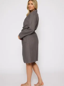 Outlet Loungeable - Peignoir gaufré 100% coton Gris