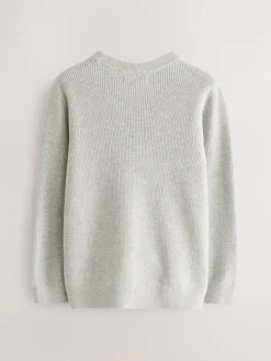 Outlet Next - Pull en maille col rond en coton (3-16ans) Gris