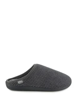 Hot Totes Gris - Mens Isotoner Swept Back Popcorn Mule Slippers