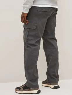 Best Next - Ajustement droit - Pantalon cargo stretch en coton Gris anthracite