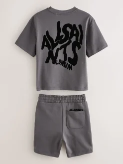 smALLSAINTS Gris anthracite/floqué - Ensemble t-shirt et short en molleton Orlando| Shorts
