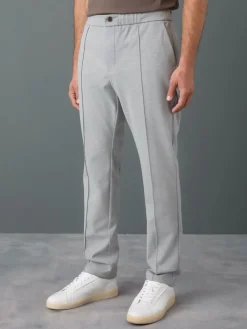 New Next Gris clair - Pantalon élégant à taille élastique avec contenu en laine