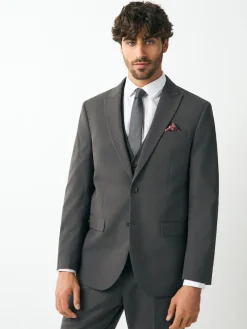 Best Next Gris de charbon de bois - - Veste de costume à deux boutons Ajustement régulier