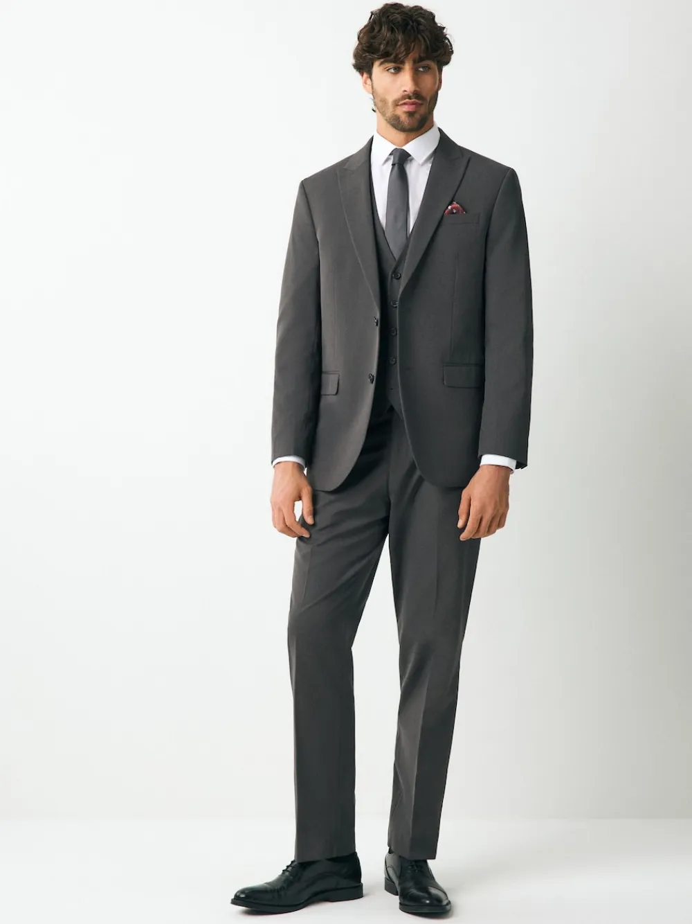 Best Next Gris de charbon de bois - - Veste de costume à deux boutons Ajustement régulier