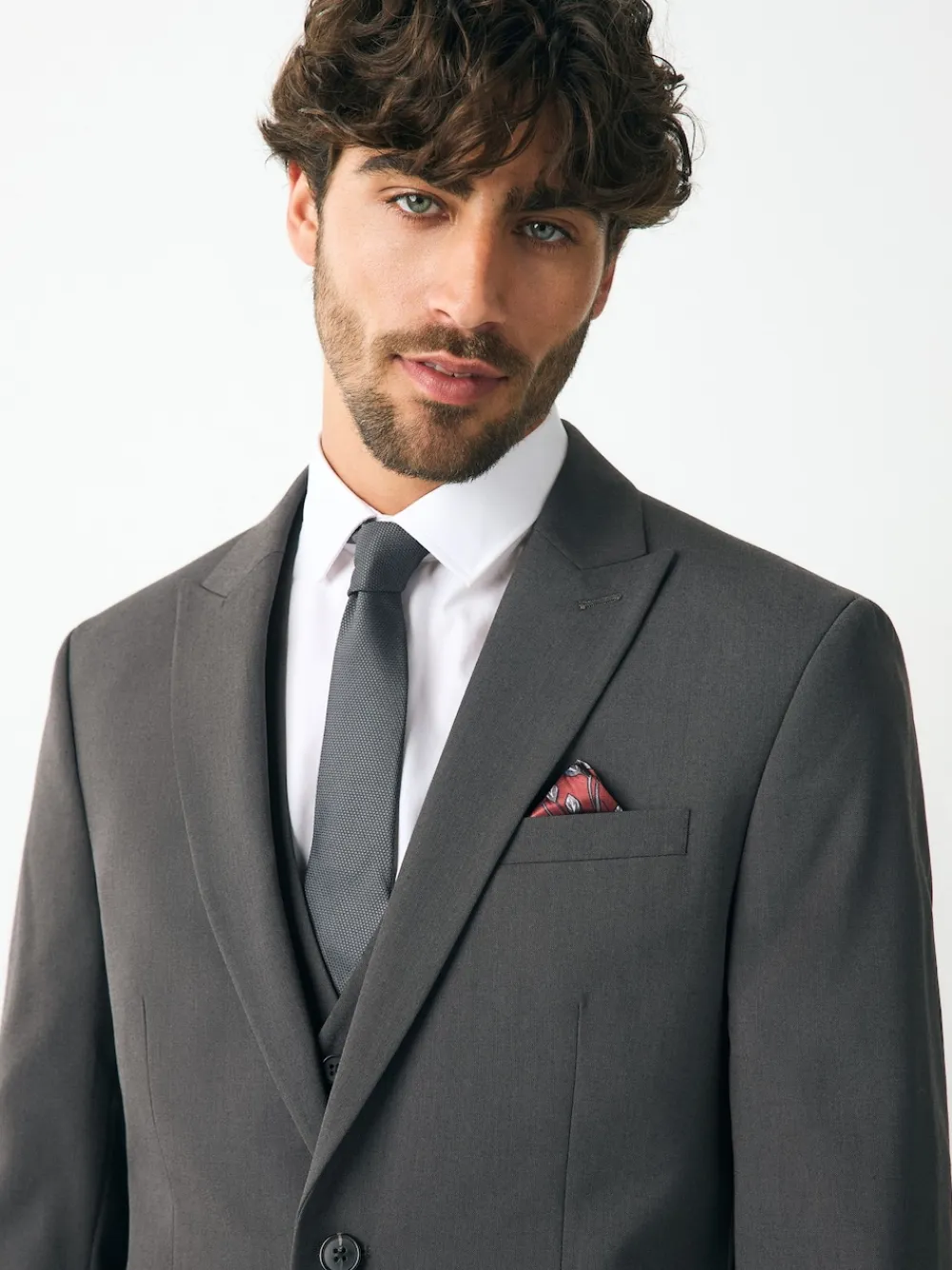 Best Next Gris de charbon de bois - - Veste de costume à deux boutons Ajustement régulier