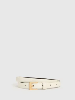 Reiss Hors blanc - Ceinture fine en cuir Holly|Femme Ceintures