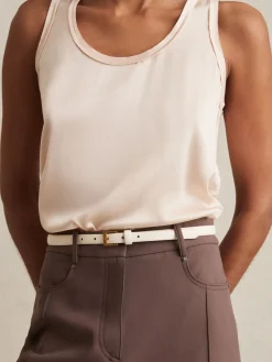 Reiss Hors blanc - Ceinture fine en cuir Holly|Femme Ceintures
