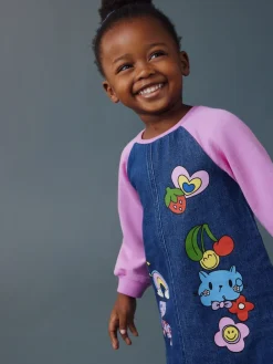 New Next Imprimé multi-couleurs vives - Robe en jean raglan (3 mois-8 ans)