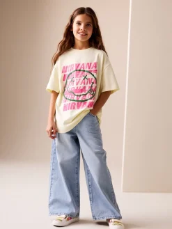 Best Next Jaune - T-shirt graphique oversize Nirvana (3-16ans)