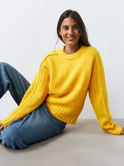 Best Next Jaune vif - Pull ras du cou avec laine