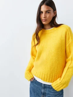 Best Next Jaune vif - Pull ras du cou avec laine
