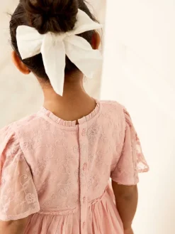 Best Jojo Maman Bébé Dentelle brodée Manches festonnées Fleur Imprimé Filles Robe
