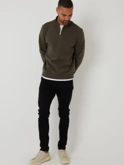 Online Threadbare kaki - Sweat Mock T-shirt Quarter Zip