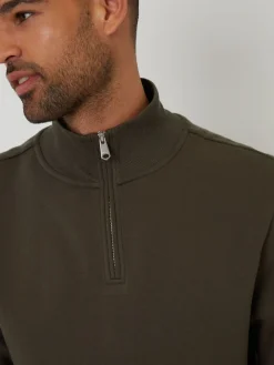 Online Threadbare kaki - Sweat Mock T-shirt Quarter Zip