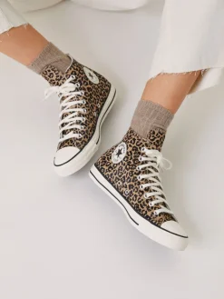 Hot Converse Leopard Marron - Baskets Chuck Taylor en daim sur l’ensemble