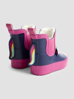 New Jojo Maman Bébé - Bottes de pluie courtes confortables à imprimé Licorne bleu marine/rose
