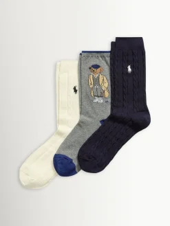 Discount Polo Ralph Lauren Lot de 3 paires de chaussettes ras du cou Bear