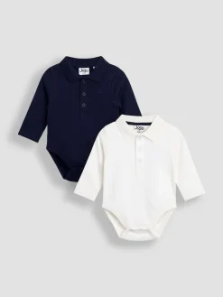 Clearance Jojo Maman Bébé Lot de 2polos unis à manches longues