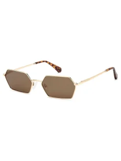 Prive Revaux Lunettes de soleil géométriques rectangulaires , couleur or et havane