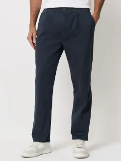 Outlet Next marine - Ajustement droit - Pantalons Chinos extensibles plissés avec taille élastique