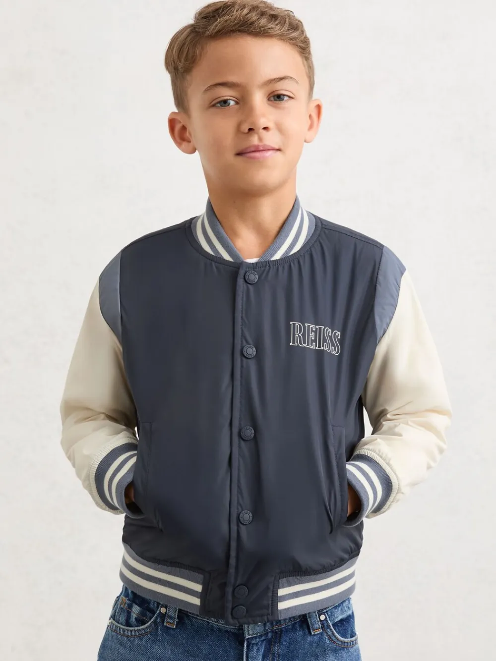 Reiss marine - Blouson aviateur Roy Color-block