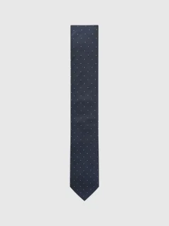 Sale Reiss - Cravate à pois en soie Liam marine