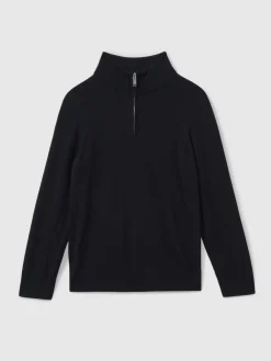 Hot Reiss - Pull Blackhall à quart de zip en laine mérinos marine