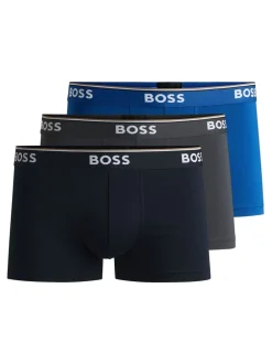 Best BOSS - Lot de boxers Power Extensible en coton 3 Marine/Gris/Bleu