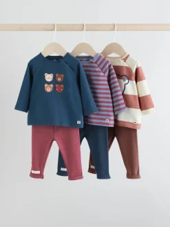 Best Next - Hauts et Leggings 6 pièces bébé (0mois-3ans) Marine/marron motif ours