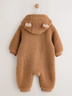 New Next Marron - Combinaison bébé à capuche en peau de mouton