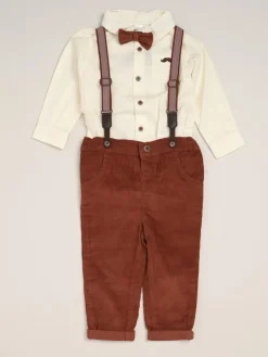 Little Gent - nœud papillon en velours côtelé avec nœud papillon et pantalon avec bretelles| Chemises
