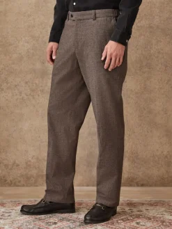 Clearance Next Marron - Pantalon élégant en coton brossé texturé coupe classique