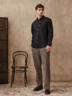Clearance Next Marron - Pantalon élégant en coton brossé texturé coupe classique