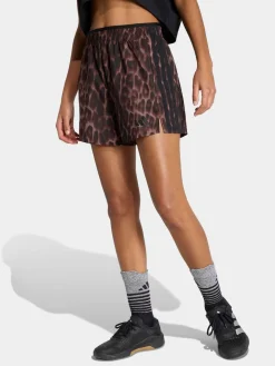 adidas Marron - Short tissé Workout Essentials à motif léopard|Femme Shorts