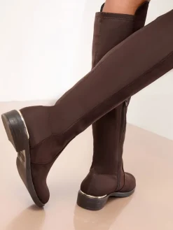 Best Lipsy Marron chocolat - Bottes décontractées élastiques en faux daim