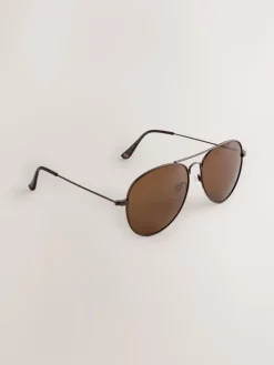 Best Next Marron chocolat - Lunettes de soleil aviateur classiques