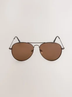 Best Next Marron chocolat - Lunettes de soleil aviateur classiques